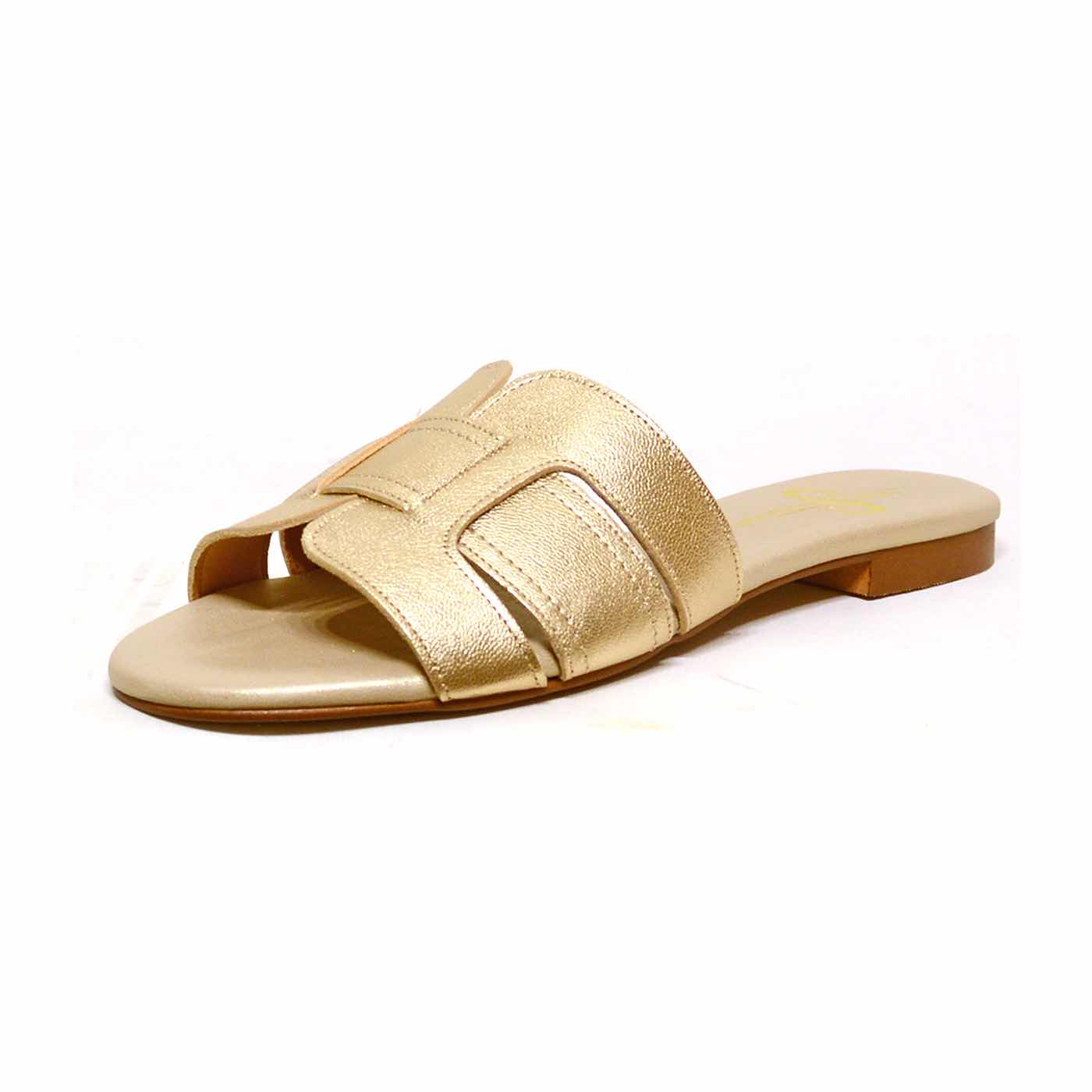 mules cuir grainé metallise platine or, chaussures femme grande taille