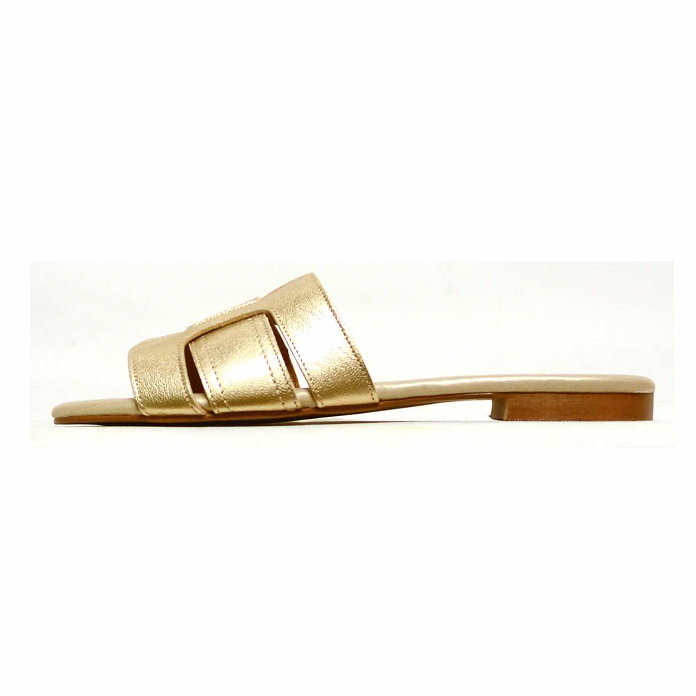 mules cuir grainé metallise platine or, chaussures femme grande taille