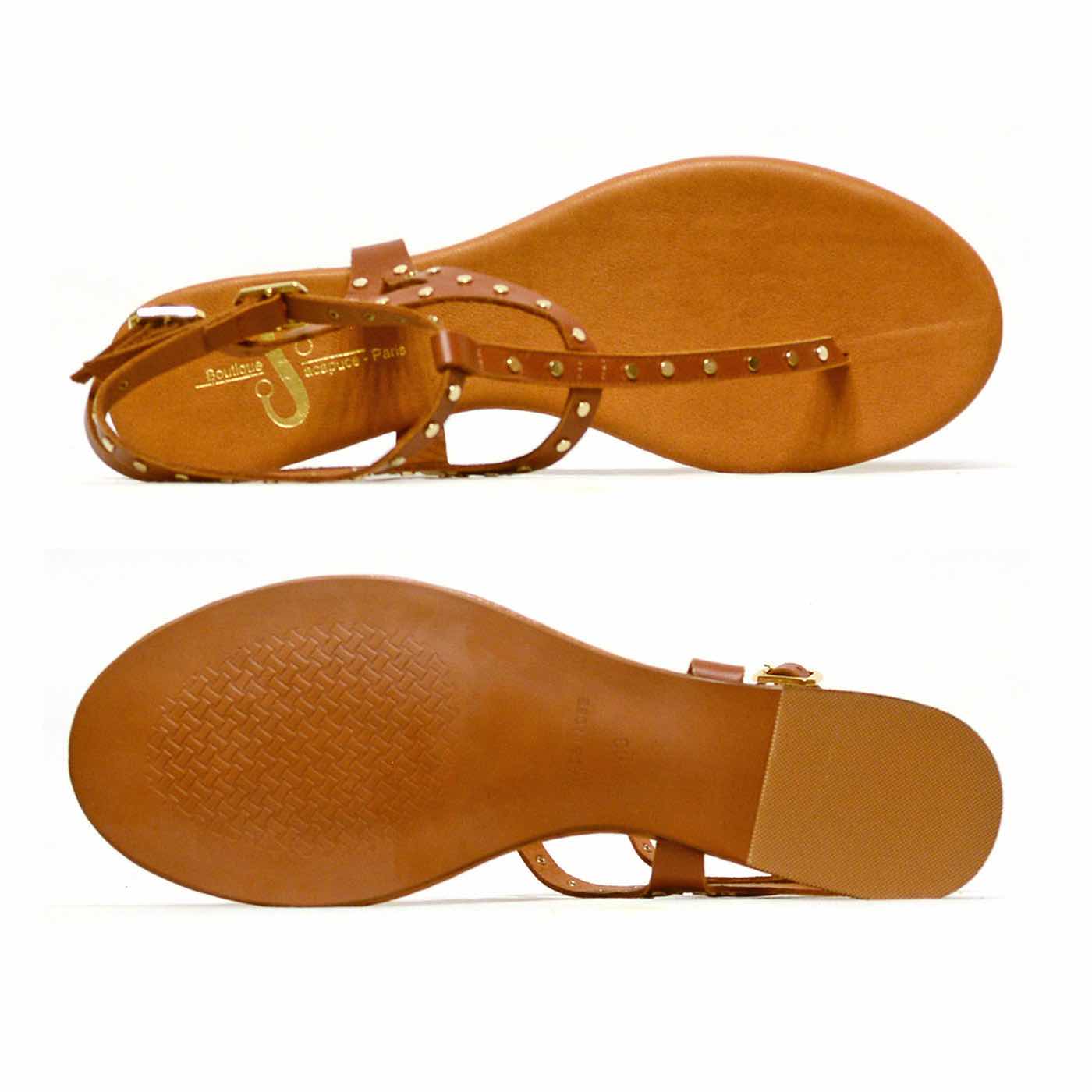 sandalettes cuir lisse marron, chaussures femme grande taille