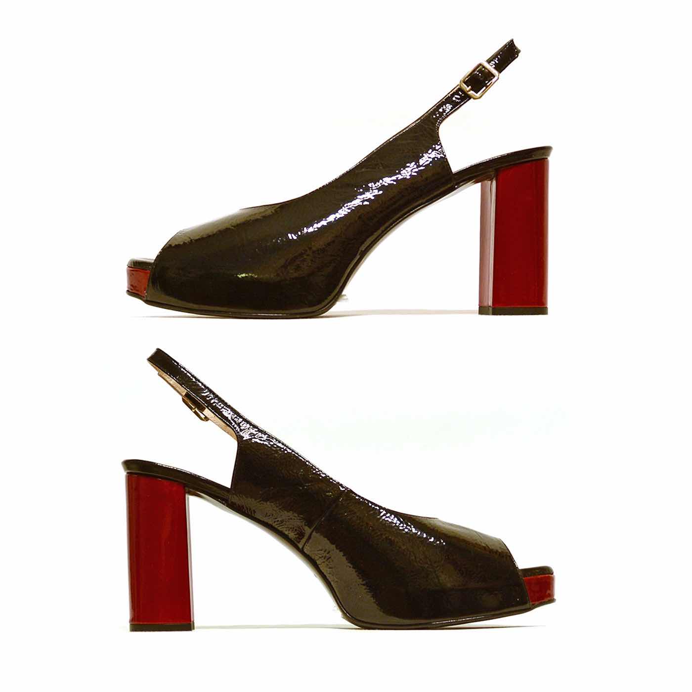 sandales vernis noir, chaussures femme grande taille