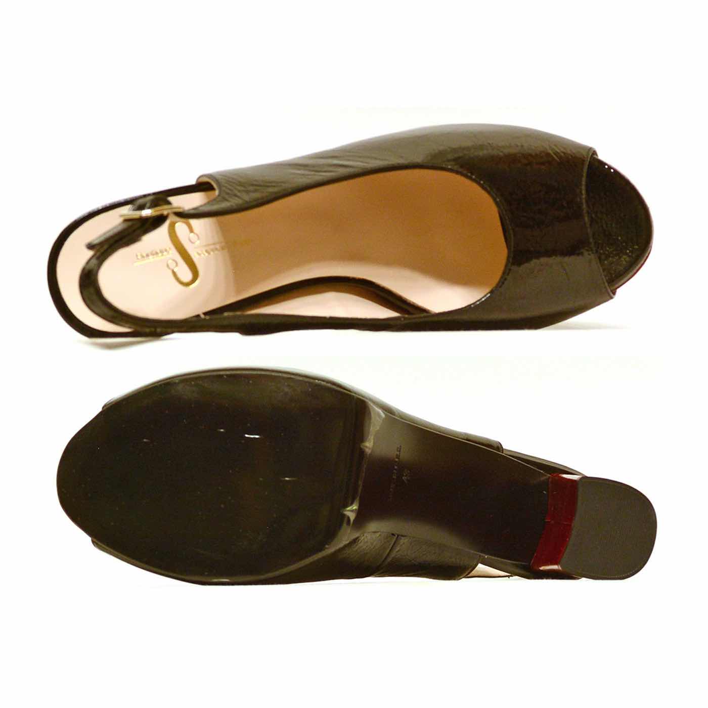 sandales vernis noir, chaussures femme grande taille