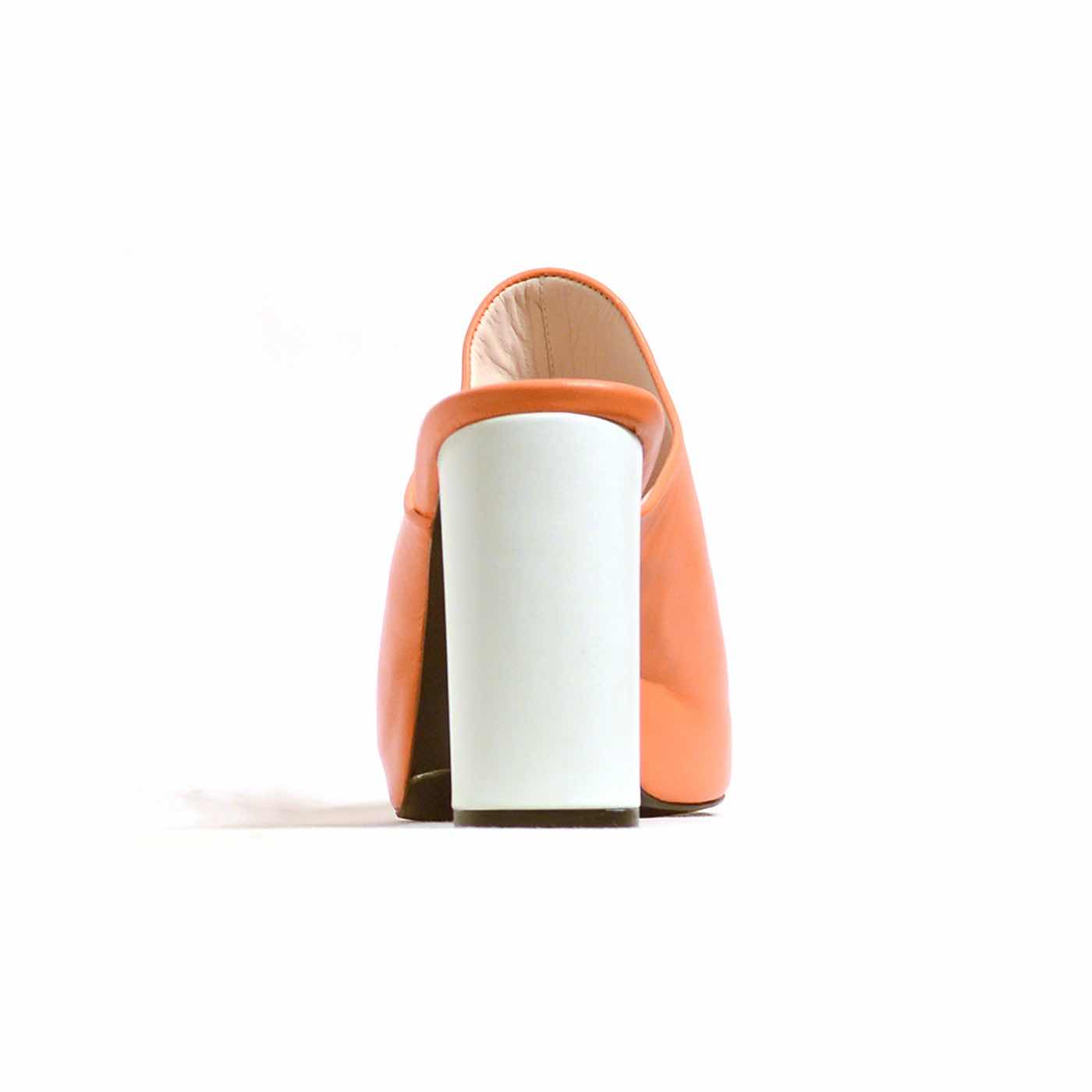 mules cuir lisse orange, chaussures femme grande taille