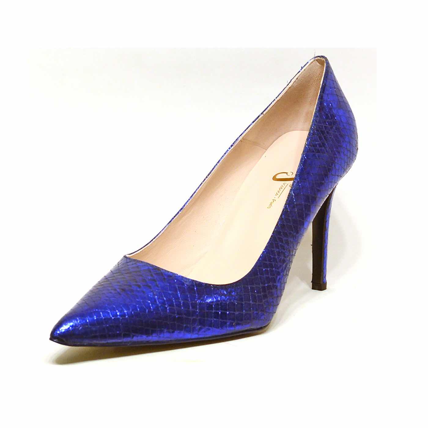 escarpins métallisées bleu, chaussures femme grande taille