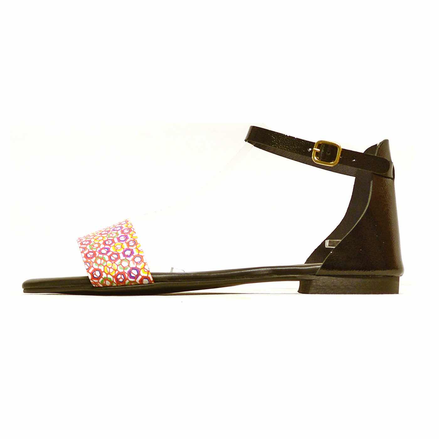 sandalettes cuir lisse multicolore noir, chaussures femme grande taille