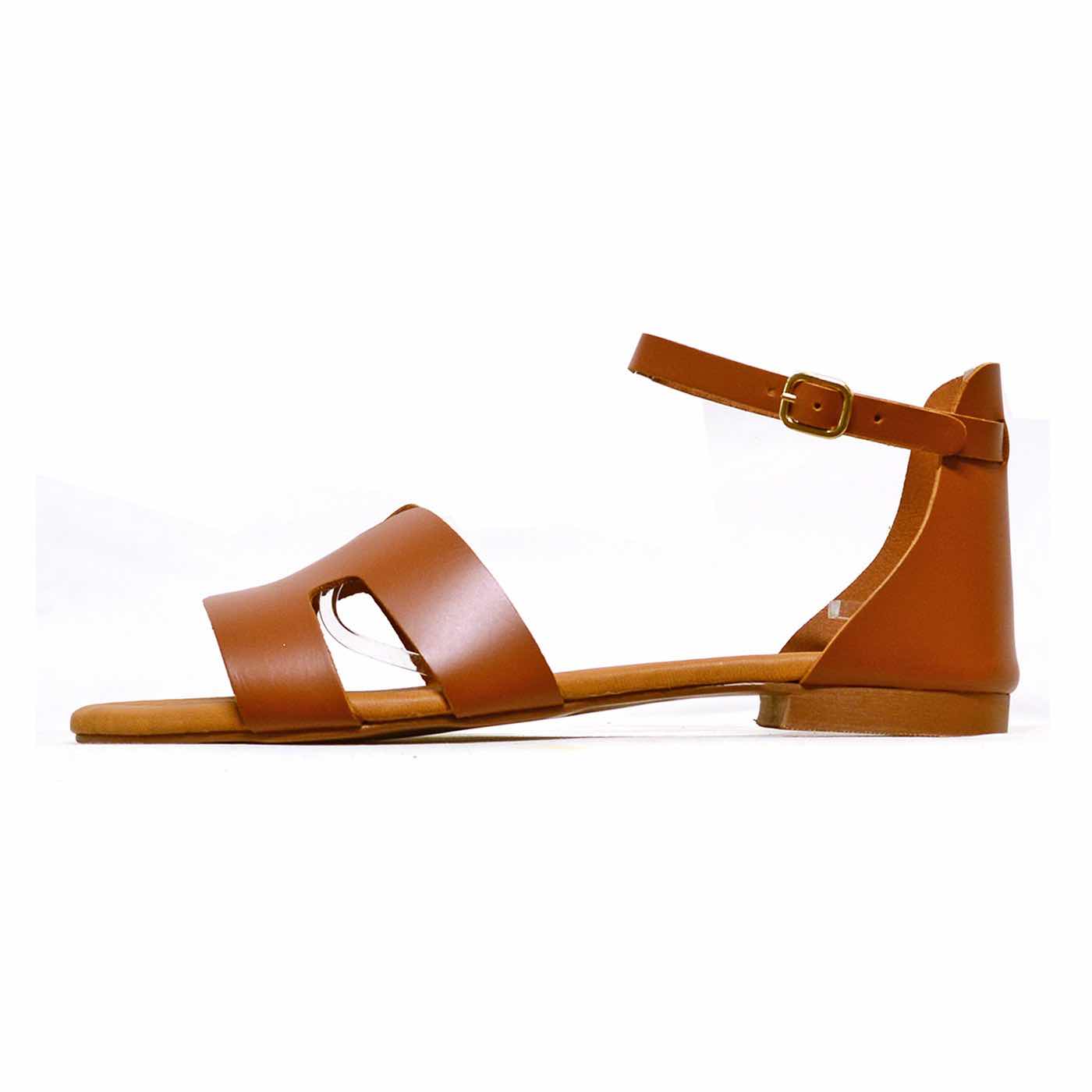sandalettes cuir lisse marron, chaussures femme grande taille