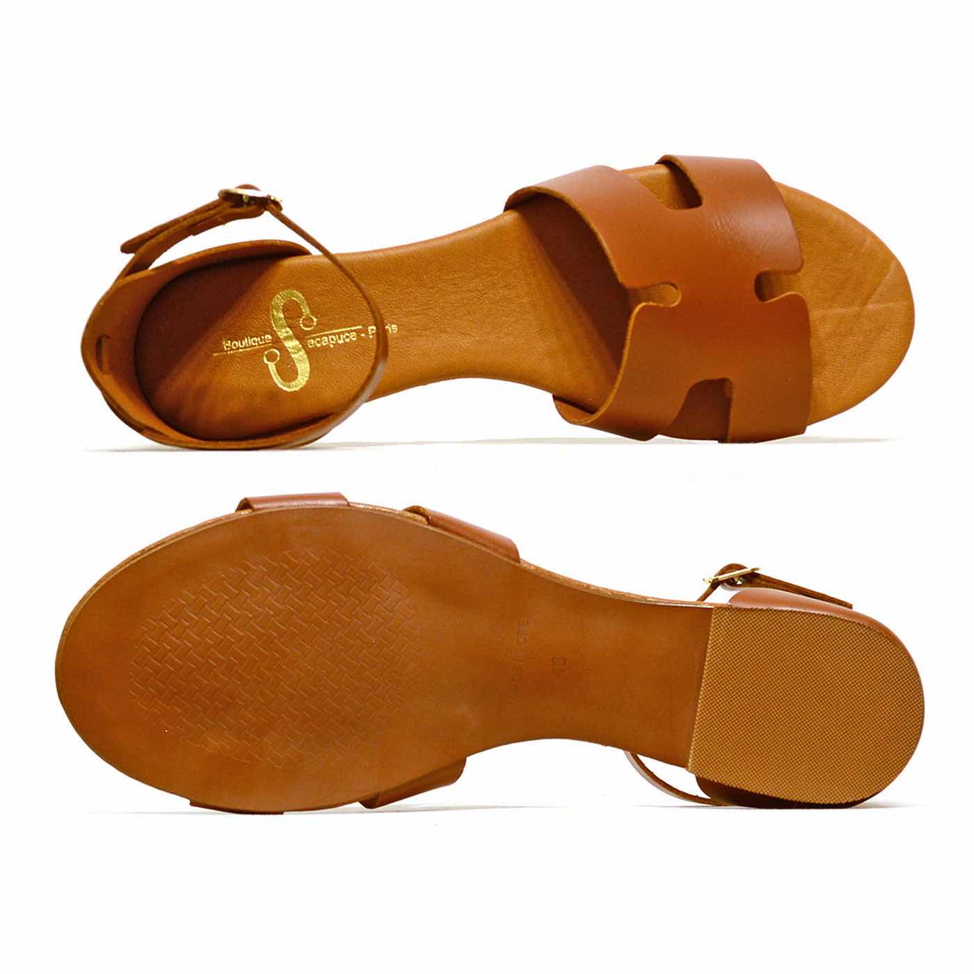 sandalettes cuir lisse marron, chaussures femme grande taille