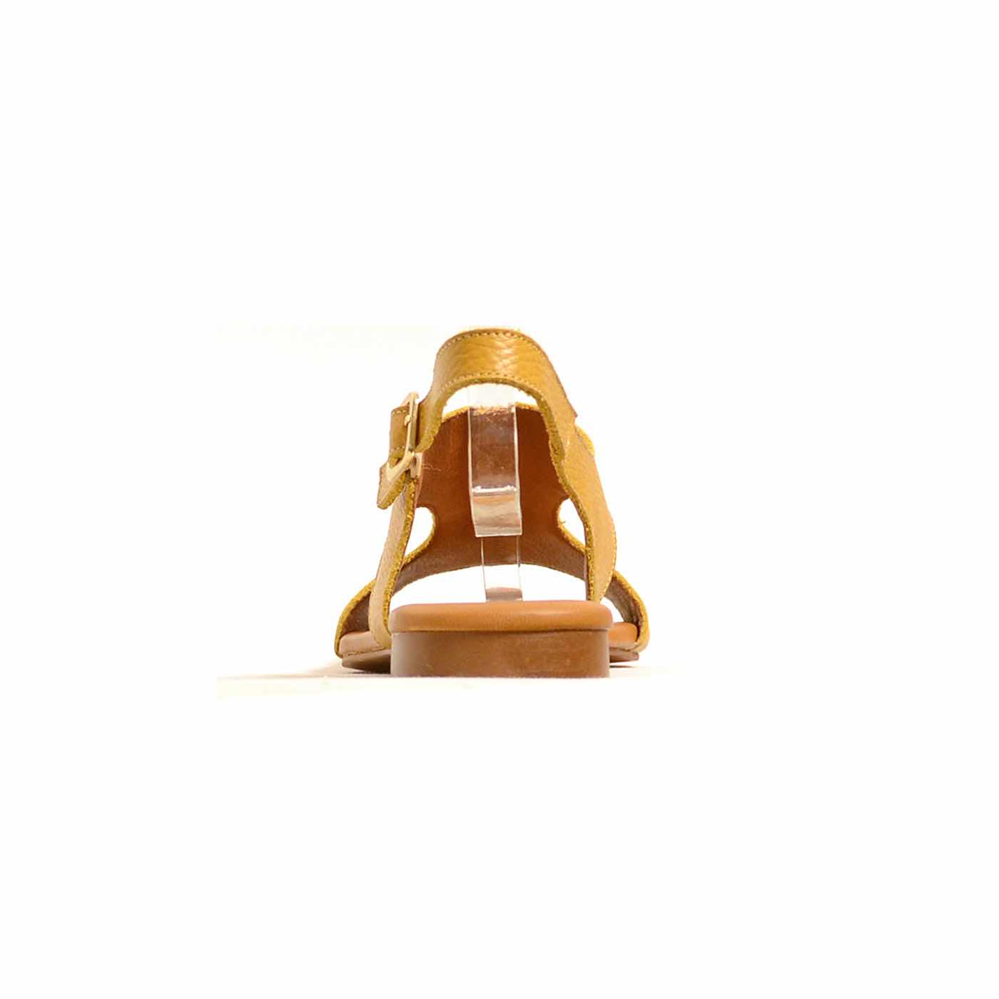 sandalettes cuir grainé jaune, chaussures femme grande taille