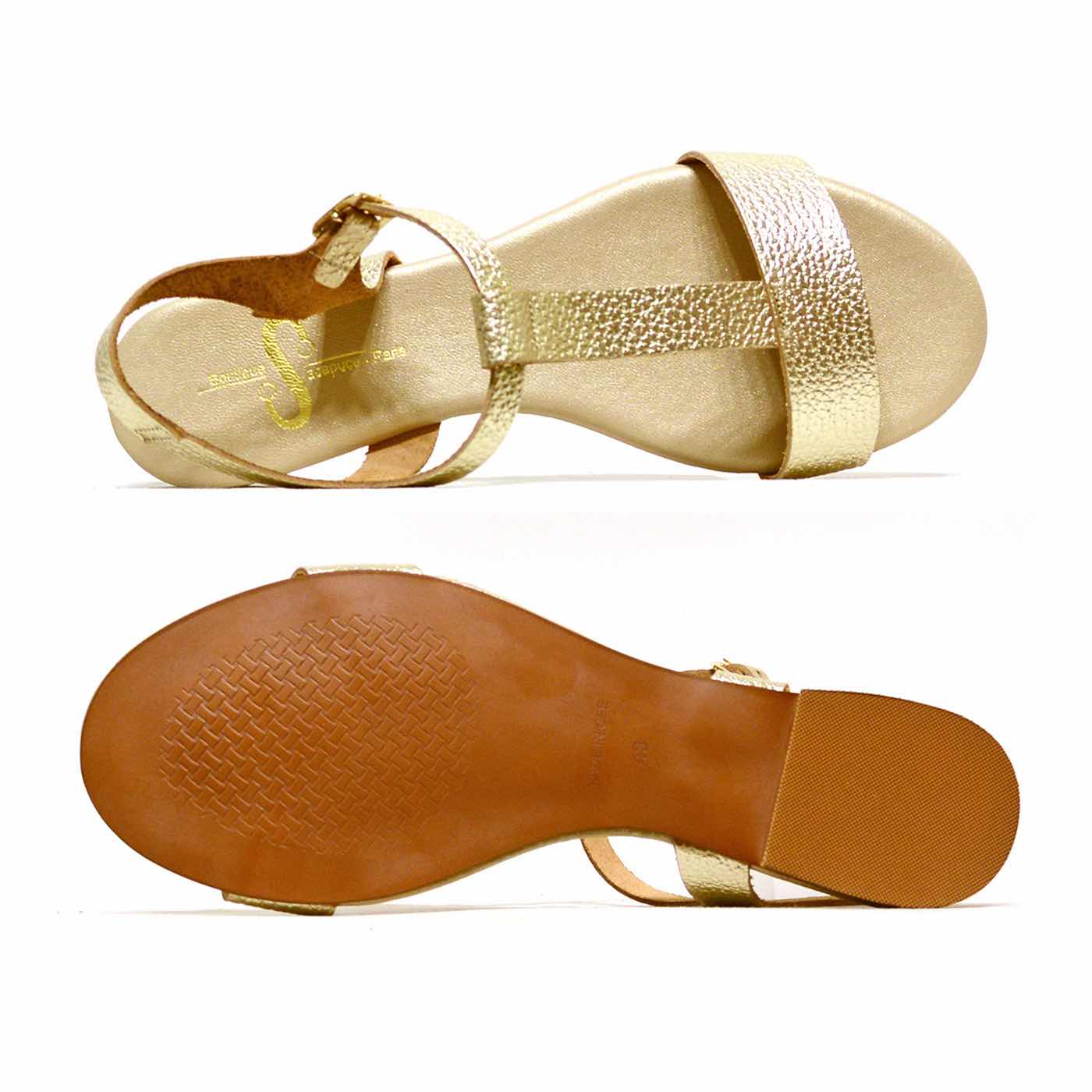 sandalettes cuir grainé platine or, chaussures femme grande taille
