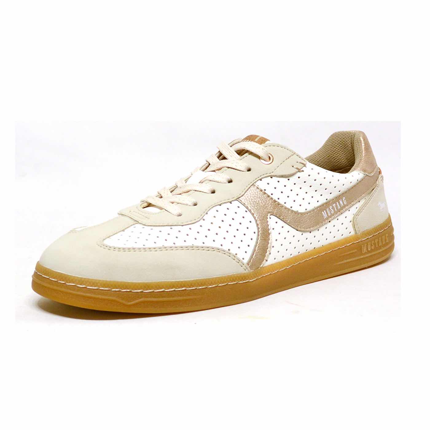 basket cuir lisse beige blanc, chaussures femme grande taille
