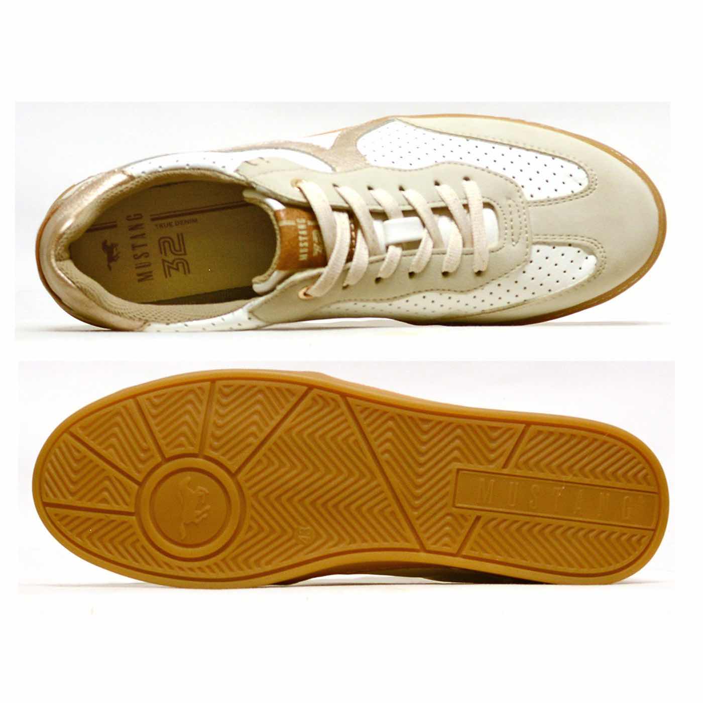 basket cuir lisse beige blanc, chaussures femme grande taille