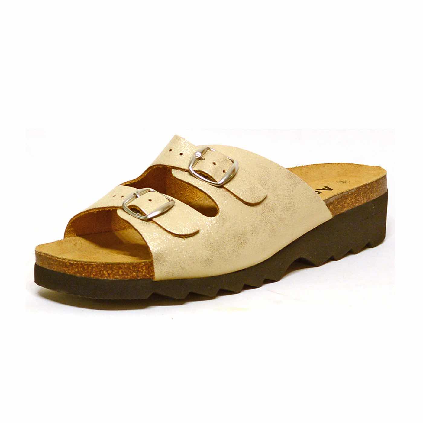 mules cuir grainé metallise platine or, chaussures femme grande taille