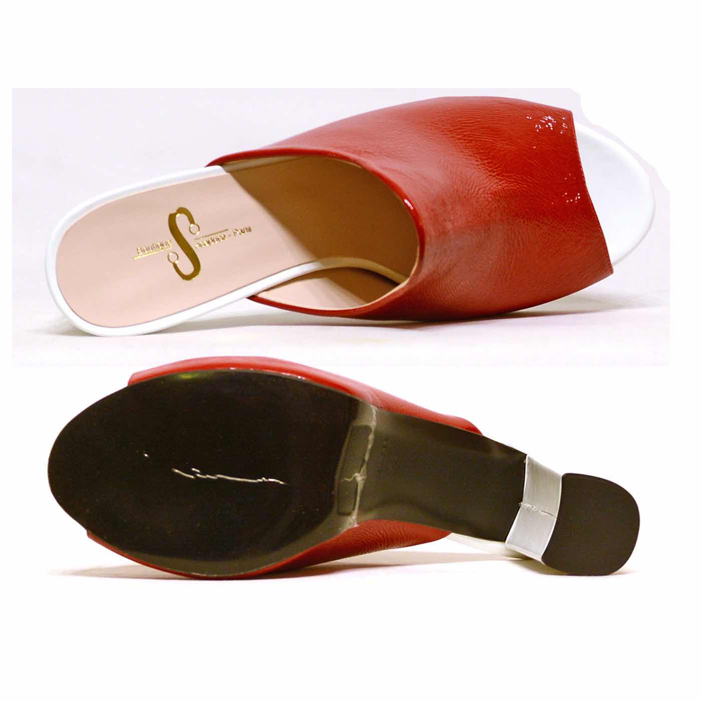mules vernis rouge, chaussures femme grande taille
