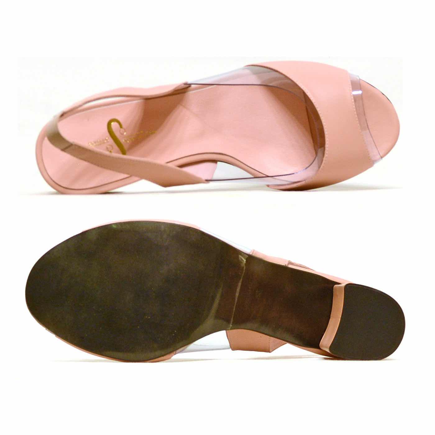 sandales cuir lisse nude rose, chaussures femme grande taille