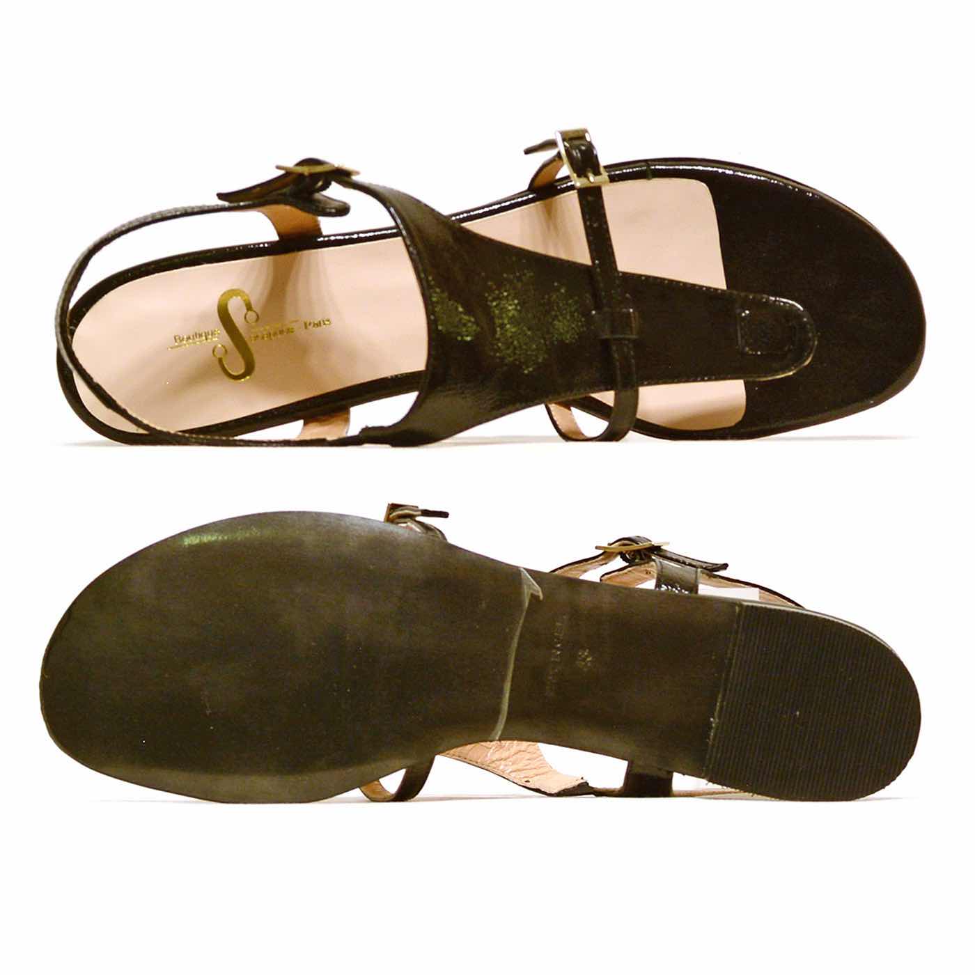 sandalettes vernis noir, chaussures femme grande taille