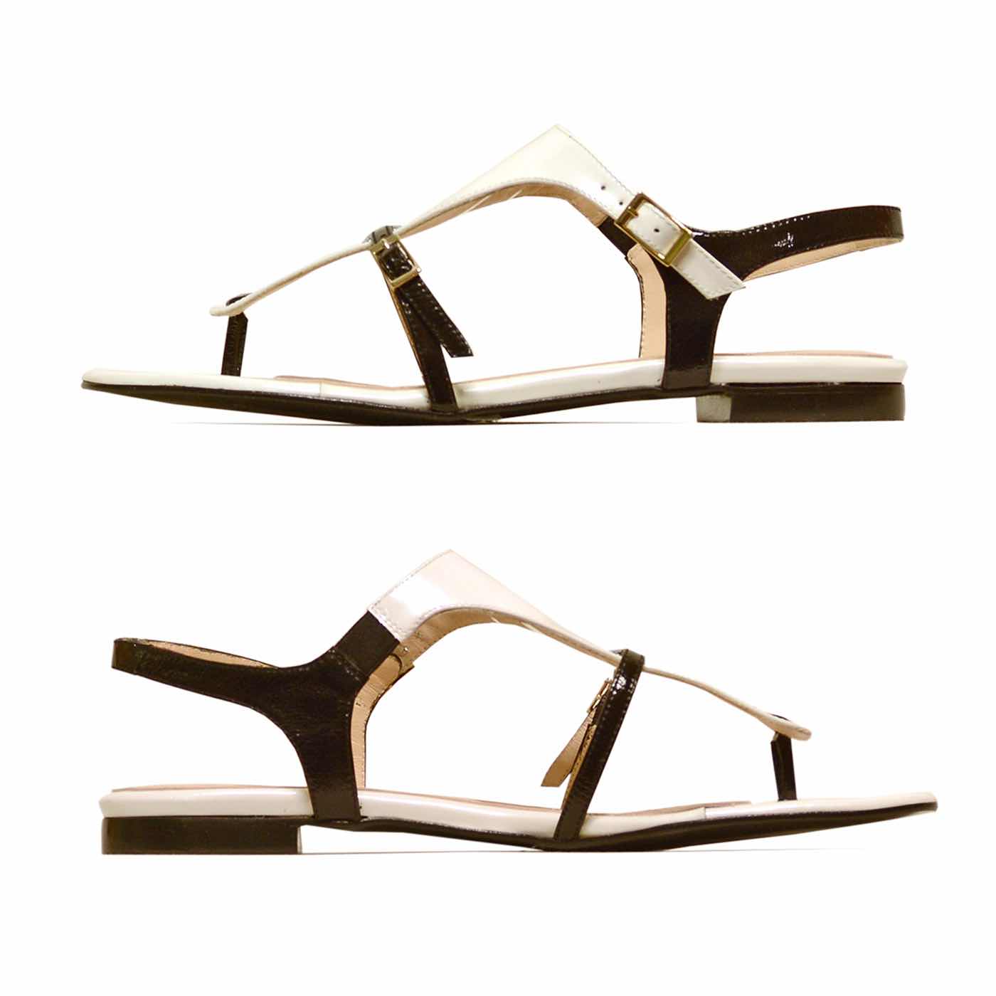 sandalettes vernis blanc noir, chaussures femme grande taille