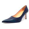 escarpins femme grande taille du 40 au 48, cuir lisse bleu, talon de 7 à 8 cm, bout pointu escarpin talon haut ensemble sac chaussure, toutes saisons
