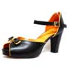 sandales femme grande taille du 40 au 48, cuir lisse noir, talon de  9 cm et plus, à patins tendance habillee sandales talons hauts, toutes saisons