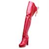 cuissardes femme grande taille du 40 au 48, cuir lisse rouge, talon de  9 cm et plus, talon haut sexy bottes talons hauts fantaisie, toutes saisons