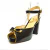 sandales femme grande taille du 40 au 48, cuir lisse noir, talon de  9 cm et plus, à patins tendance habillee sandales talons hauts, toutes saisons