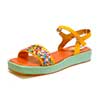 sandales femme grande taille du 40 au 48, cuir lisse bleu jaune, talon de 3 à 4 cm, mode talons compensés fantaisie, chaussures pour l&#039;été