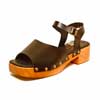sandales femme grande taille du 40 au 48, cuir lisse noir, talon de 5 à 6 cm, à patins mode detente, toutes saisons