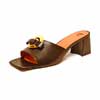 mules femme grande taille du 40 au 48, cuir lisse noir, talon de 5 à 6 cm, mode sandales talons hauts, toutes saisons