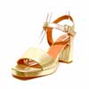 sandales femme grande taille du 40 au 48, cuir lisse platine, talon de 7 à 8 cm, à patins mode habillee sandales talons hauts, toutes saisons