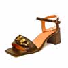 sandales femme grande taille du 40 au 48, cuir lisse noir, talon de 5 à 6 cm, mode habillee, chaussures pour l&#039;été