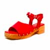 sabots femme grande taille du 40 au 48, cuir lisse rouge, talon de 5 à 6 cm, à patins mode detente, chaussures pour l&#039;été