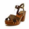 sabots femme grande taille du 40 au 48, cuir lisse noir, talon de  9 cm et plus, à patins mode talon haut sandales talons hauts detente, chaussures pour l&#039;été