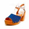 sabots femme grande taille du 40 au 48, métallisées argent bleu, talon de  9 cm et plus, à patins mode talon haut sandales talons hauts detente, chaussures pour l&#039;été