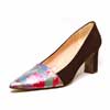 escarpins femme grande taille du 40 au 48, cuir fripé metallise multicolore noir, talon de 7 à 8 cm, bout pointu mode habillee, toutes saisons