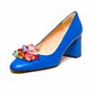 escarpins femme grande taille du 40 au 48, cuir lisse bleu, talon de 7 à 8 cm, mode habillee, toutes saisons