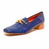 mocassins femme grande taille du 40 au 48, vernis bleu, talon de 3 à 4 cm, mode tendance habillee, toutes saisons