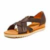 sandalettes femme grande taille du 40 au 48, cuir lisse bleu, talon de 3 à 4 cm, mode detente talons compensés, chaussures pour l&#039;été