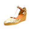 espadrilles femme grande taille du 40 au 48, cuir grainé or, talon de 7 à 8 cm, à patins tendance sandales talons hauts detente talons compensés, chaussures pour l&#039;été