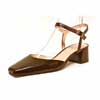 sandales femme grande taille du 40 au 48, cuir lisse noir, talon de 5 à 6 cm, mode habillee, chaussures pour l&#039;été