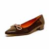 ballerines femme grande taille du 40 au 48, vernis noir, talon de 0,5 à 2 cm, bout pointu de soiree habillee ballerines à talons fantaisie, toutes saisons