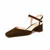 sandales femme grande taille du 40 au 48, velours noir, talon de 5 à 6 cm, mode habillee, chaussures pour l&#039;été