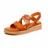 sandalettes femme grande taille du 40 au 48, cuir lisse camel marron, talon de 3 à 4 cm, confort detente talons compensés, chaussures pour l&#039;été