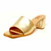 mules femme grande taille du 40 au 48, cuir grainé or, talon de 7 à 8 cm, mode tendance sandales talons hauts detente fantaisie, toutes saisons