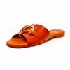 mules femme grande taille du 40 au 48, cuir lisse marron, talon de 0,5 à 2 cm, mode plates sandales plates souples detente, chaussures pour l&#039;été