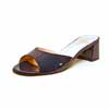mules femme grande taille du 40 au 48, vernis bleu, talon de 5 à 6 cm, detente, toutes saisons