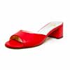 mules femme grande taille du 40 au 48, cuir lisse rouge, talon de 5 à 6 cm, detente, toutes saisons