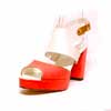 sandales femme grande taille du 40 au 48, cuir lisse blanc multicolore orange, talon de  9 cm et plus, à patins mode sandales talons hauts fantaisie, chaussures pour l&#039;été