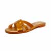 mules femme grande taille du 40 au 48, cuir lisse bronze, talon de 0,5 à 2 cm, mode tendance sandales plates detente, chaussures pour l&#039;été