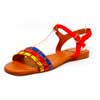 sandalettes femme grande taille du 40 au 48, métallisées metallise multicolore rouge, talon de 0,5 à 2 cm, mode plates sandales plates souples detente, chaussures pour l&#039;été