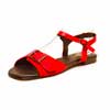 sandalettes femme grande taille du 40 au 48, cuir grainé rouge, talon de 0,5 à 2 cm, plates sandales plates souples detente, chaussures pour l&#039;été