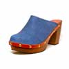 sabots femme grande taille du 40 au 48, toile bleu, talon de  9 cm et plus, à patins mode talon haut sandales talons hauts detente, chaussures pour l&#039;été