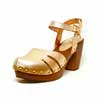 sabots femme grande taille du 40 au 48, cuir grainé platine, talon de  9 cm et plus, à patins mode talon haut sandales talons hauts, chaussures pour l&#039;été